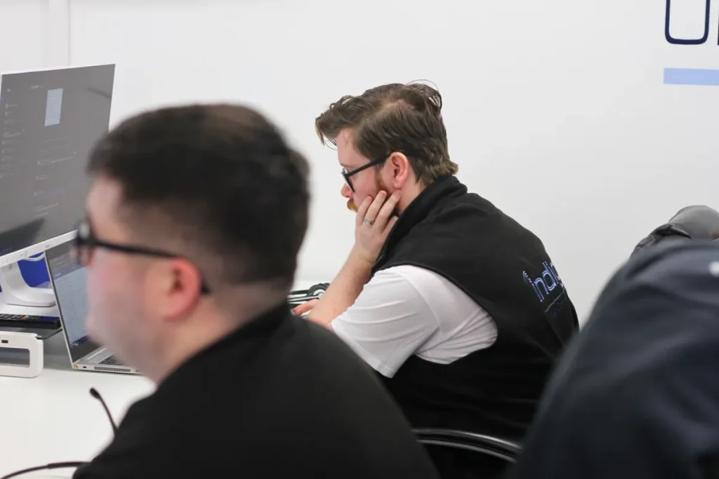 Indigo engineers working together in the Glasgow office