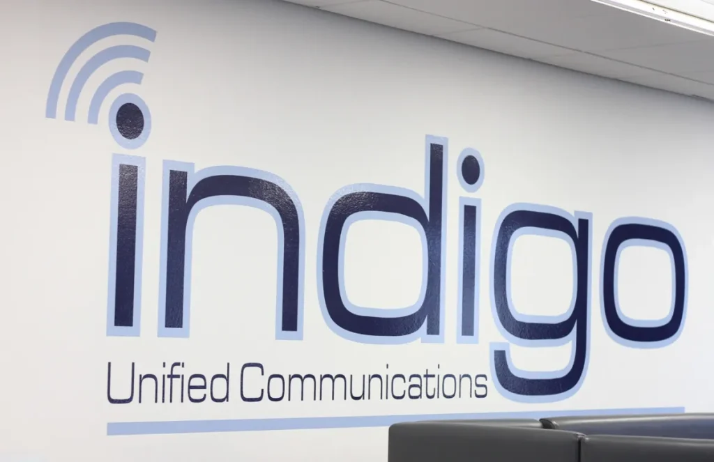 The Indigo sign in the Glasgow office